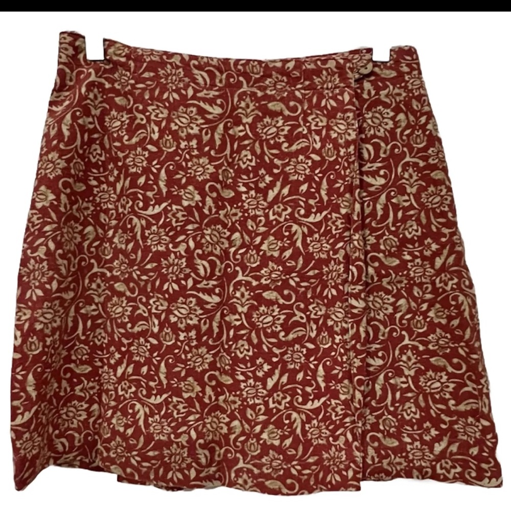 Women’s Gap Floral Maroon And Beige Mini Skirt